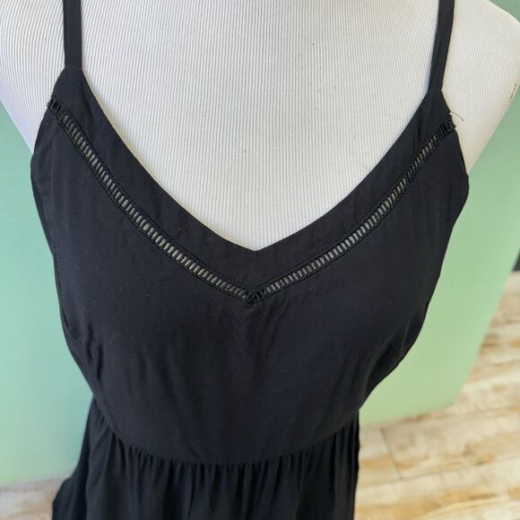 Old Navy Black Cami V Neck Maxi Dress XL Smocked Back Tiered Hem Sleevless - Picture 3 of 12